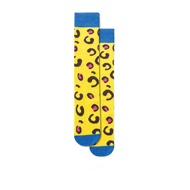 Imprimer enfants chaussettes automne hiver coton chaussettes pour filles garçons sport décontracté Sockings pour les tout-petits genou chaussettes hautes: yellow blue