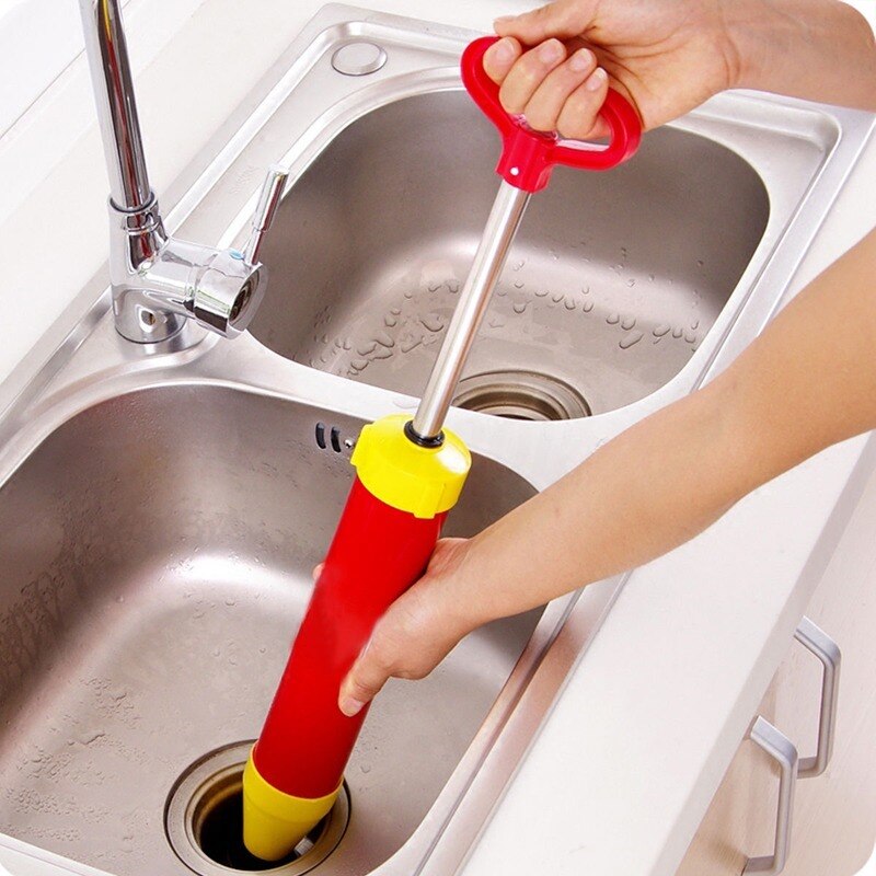 Powerful Bathroom Blocked Toilet Sink Multi Drain Buster Plunger W/2 Suckers for Sink Cleaning Tool