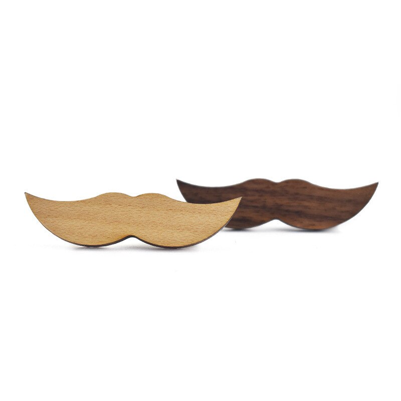 Pince à cravate moustache en bois, tout , , motif de personnalité imprimé, alliage