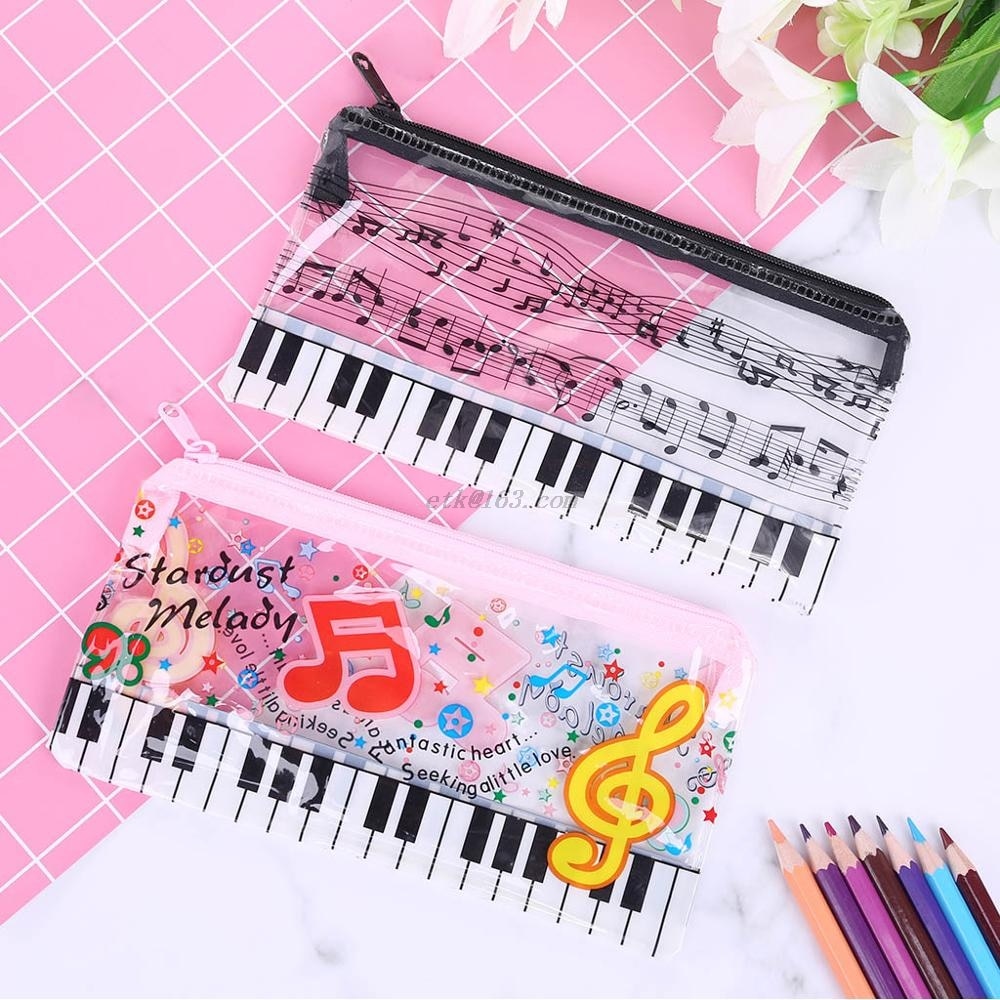 Musik not piano tangentbord pennfodral plast transparent pennväska student skola kontorsmateriel