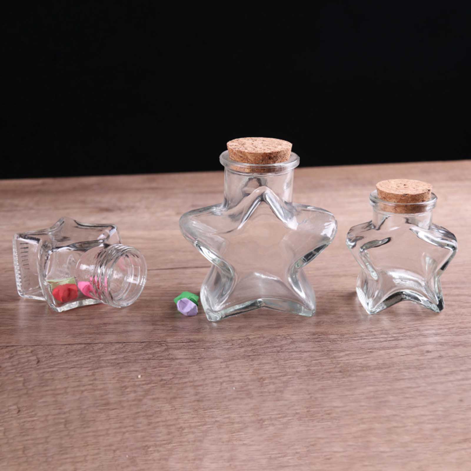 Botellas de vidrio en forma de estrella, adorno de deseos, manualidades, tarros de , de boda de Navidad, botella de almacenamiento transparente, decoraciones navideñas