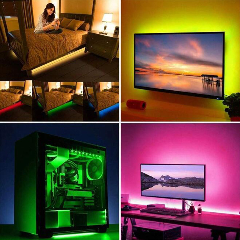 Tira de luces Led de 1-30M, luces LED RGB con Control por aplicación Bluetooth para TV, USB, 5V, WIFI, cinta Led para retroiluminación de TV, decoración de y habitación