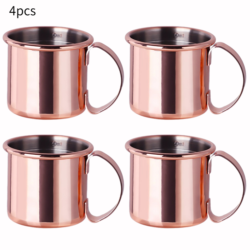 1/2/4 Stuks 2Oz Mini Moskou Muilezel Mok Roestvrijstalen Mokken Gehamerd Verkoperde Bierbeker Mok Bar Drinkwaren Accessoires: Oranje