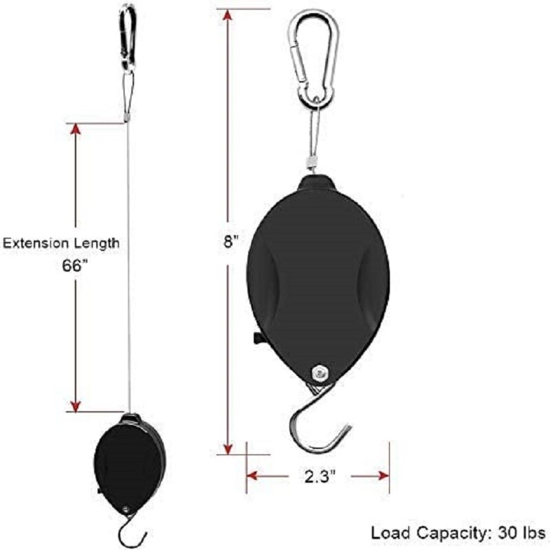 Retractable Plant Wire Pulley, Adjustable Plant Hanger Hook with Locking Mechanism for Hanging Plants, Garden Flower Baskets, Po