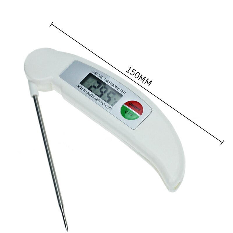 Foldable Food Thermometer Probe Digital Thermometer for BBQ Kitchen Meat Kitchen Liquid Water Oil Temperature Gauge: White