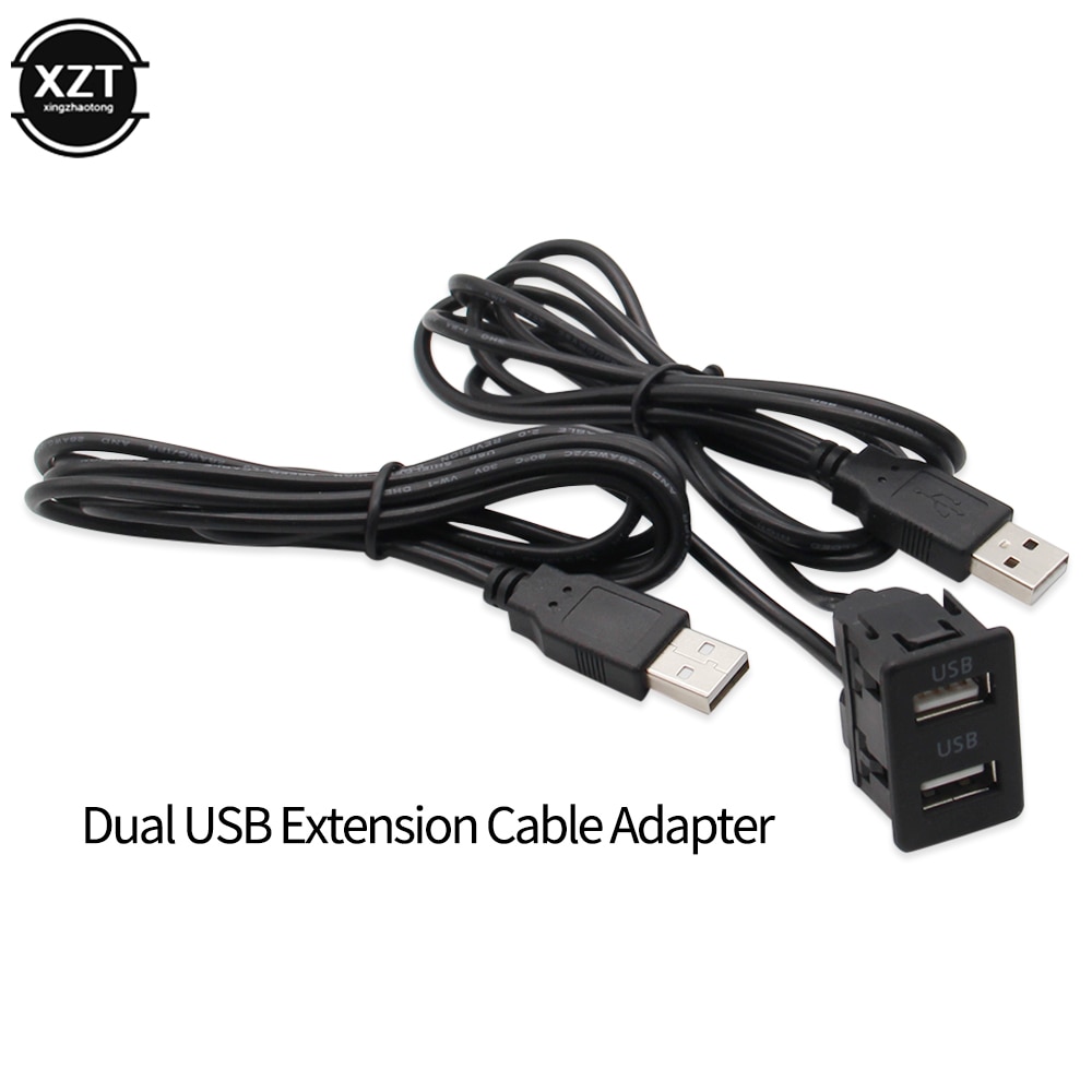 150CM Car Dash Flush Mount Dual USB Port Panel Auto Boat Double USB Extension Cable Adapter forVolkswagen forToyota