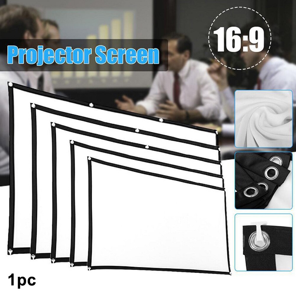 16:9 Projection Screen for Projector No Crease Home Theater HD 4K Clear Portable Foldable Easy Install White
