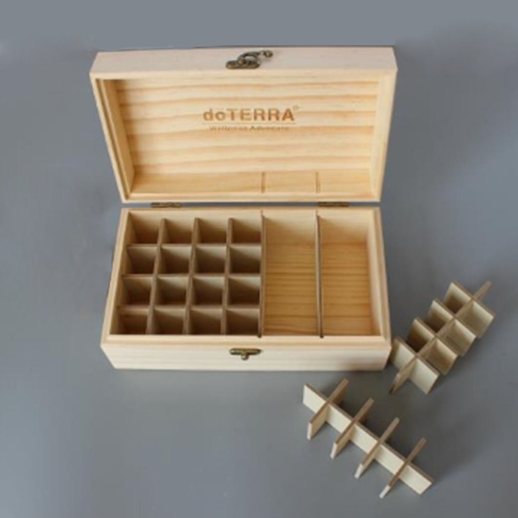 Caja de aceites esenciales de madera de moderno, estuche protector de madera maciza, frascos de aromaterapia, organizador de almacenamiento, 36 ranuras,