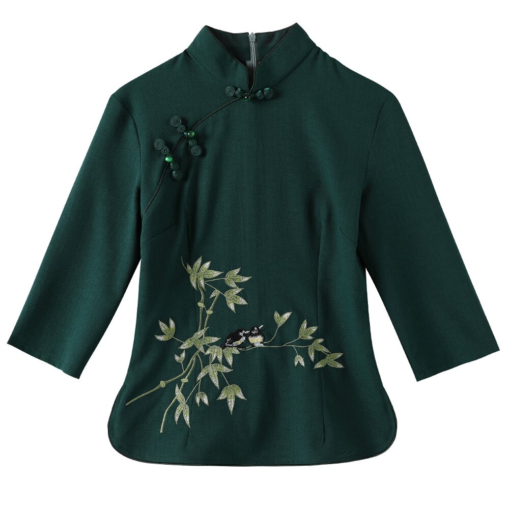 New Chinese Style Knitted Top in Black - Wind Bamboo