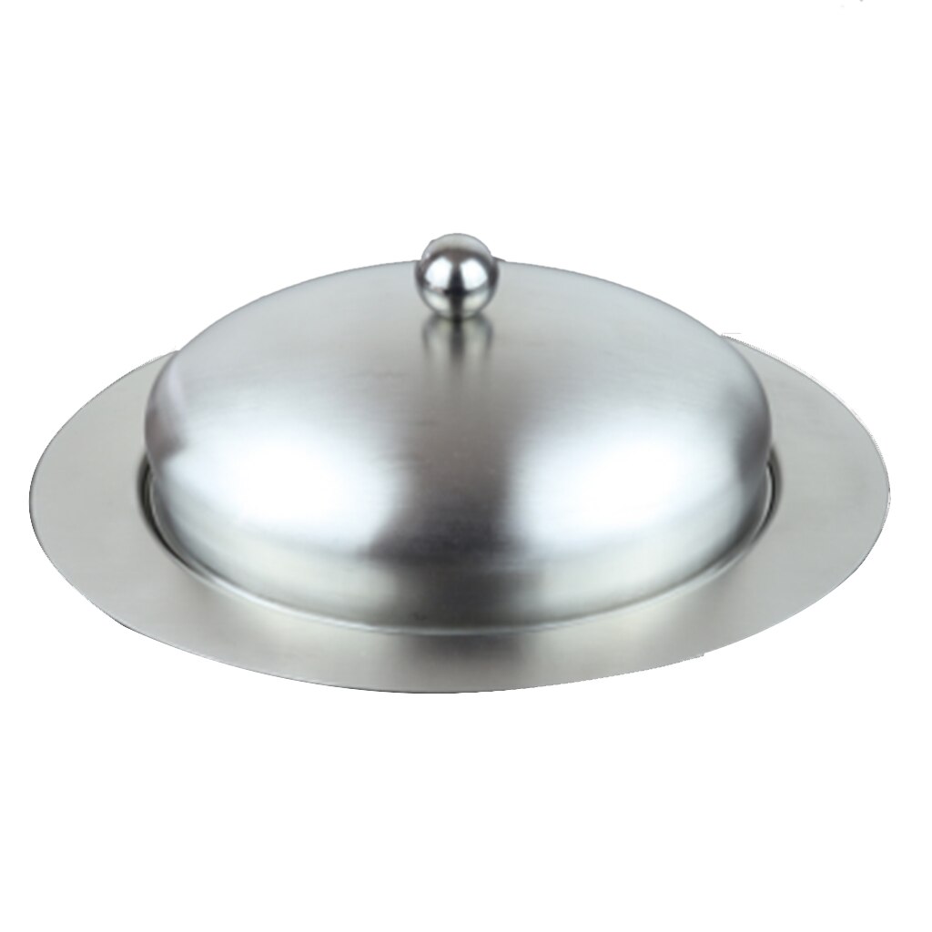 Multi-purpose Stainless Steel Butter Dish with Lid, Restaurant/Hotel Steak Salad Fruit Serving Tray, Buffet Food Container