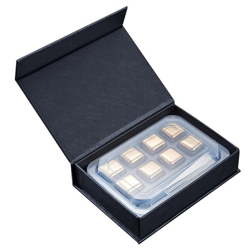 6/8PCS Boxed Stainless Steel Whiskey Stones Ice Cubes Eco-Friendly Stone For Wine Cooler Whiskey Stones Cube Beer Chillers