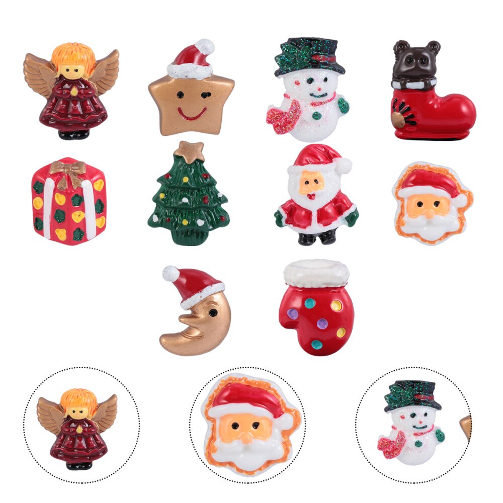 24 stuks stijlvolle, kleurrijke decoratieve kerstversieringen van hars, kerstbedels, kerstaccessoires, doe-het-zelf-versiering voor huisdecoratie