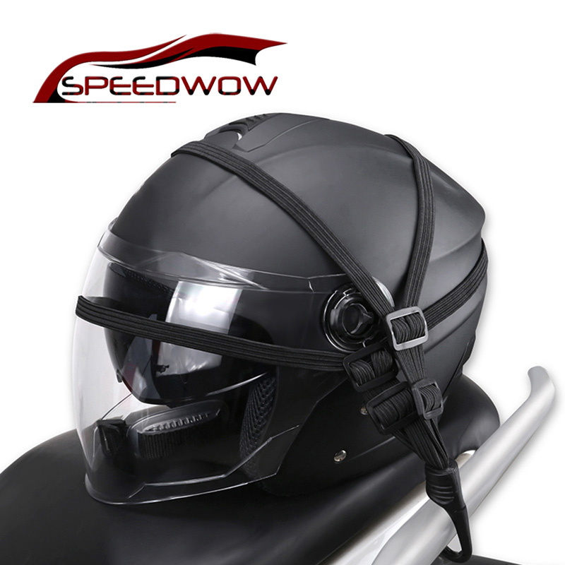 Speedwow Motorfiets Fiets Intrekbare Helm Bagage Elastisch Touw Riem Met 2 Haken Bagage Mesh Web Bungee Bagagenet