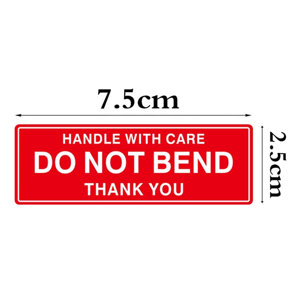 500pcs/roll Red Warning Sticker Do Not Bend Packaging Remind Labels Handmade Sticker 2.5x7.5cm