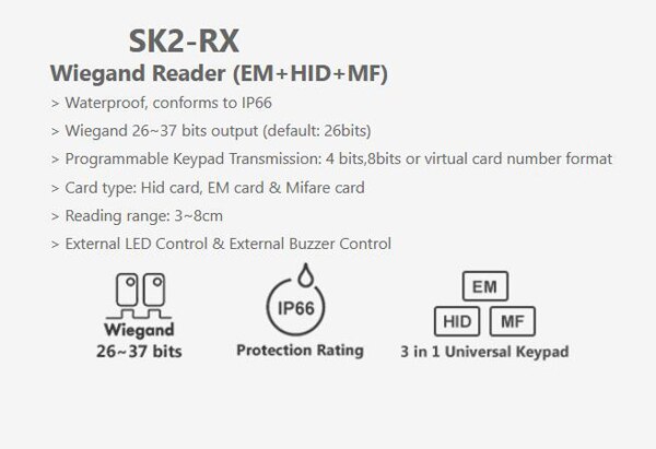 IP66 Waterproof Backlit Keypad Reader 125KHz RFID Proximity Access Control Reader Wiegand 26~37 Output for Access Control System: ID IC HID