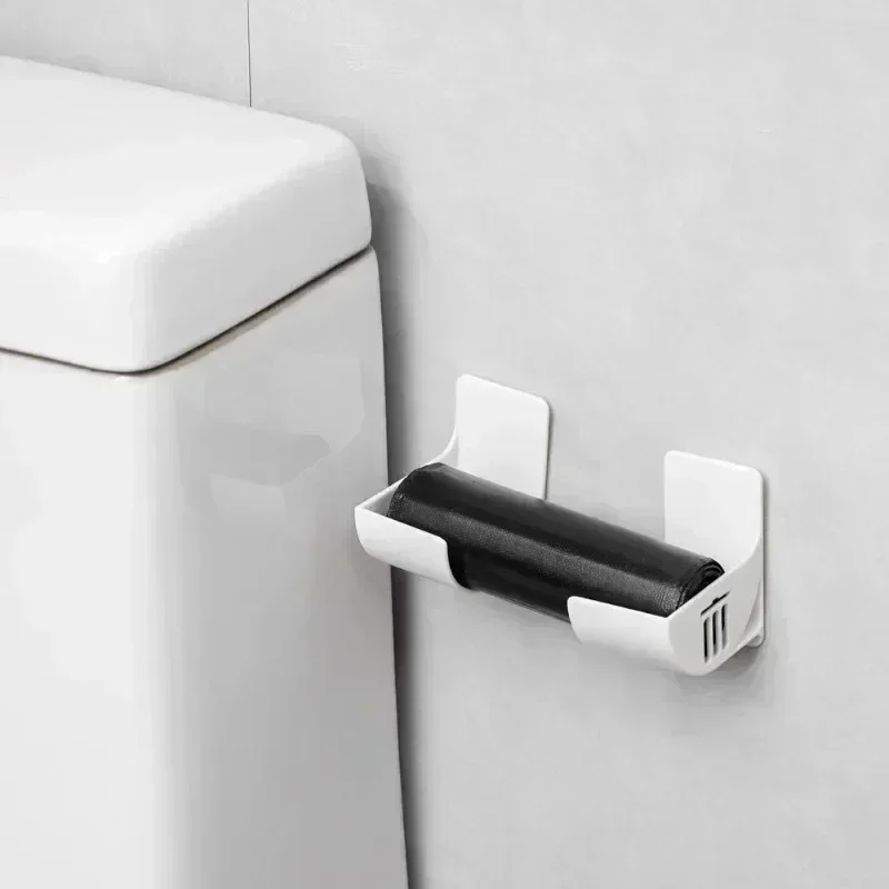 16PCSWall Mounted Non-Punch Storage Tray Kitchen Shelf Plastic Wrap Garbage Bag Refrigerator Side Bathroom Bedroom Storage Shelf