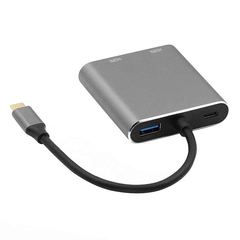 USB C à double adaptateur HDMI 4K 4 en 1 Type C à double Port HDMI USB 3.0 pour MAC OS Windows Android Linux USB C appareil