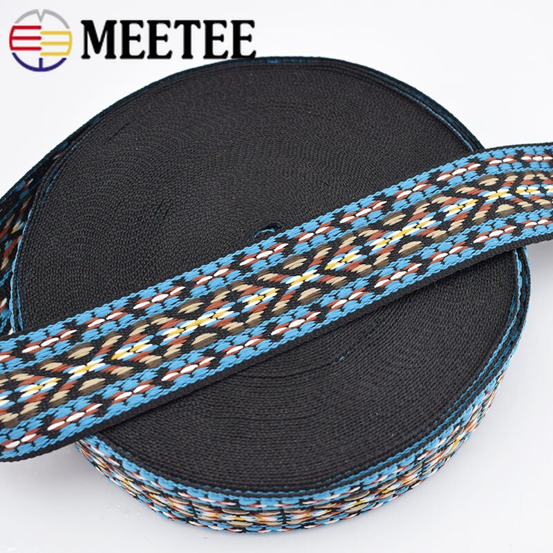 Correas de Jacquard bordadas, cintas étnicas de encaje para correa de bolso, cinta de costura de encuadernación al bies, accesorios de ropa DIY, 5 metros y 38mm
