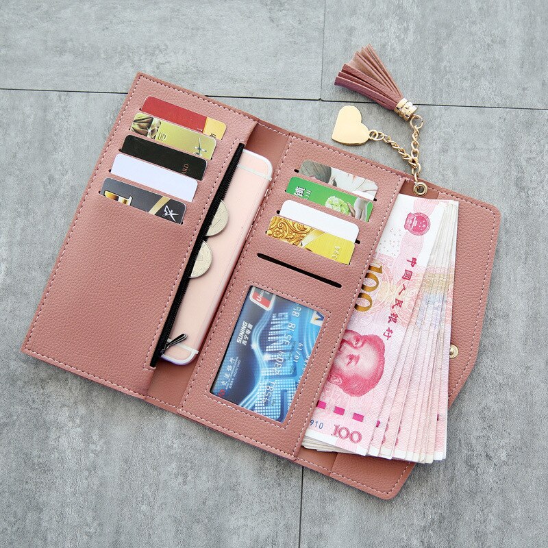Tassel Pendan Woman Wallet Multi Pockets Lady Long Purse Clutch Zipper Phone Holder Female Wallets Card Holder Girl Carteras