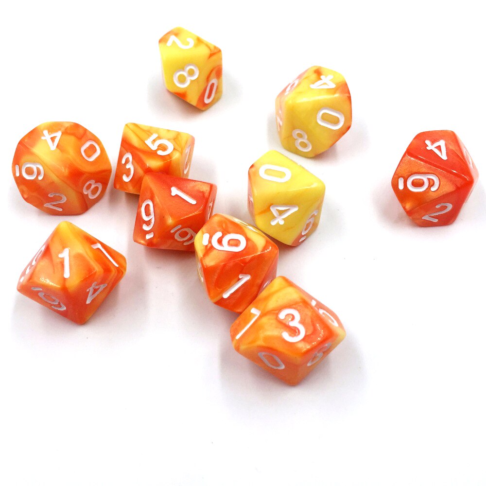 10 PC Kunststoff polyedrisch RPG Würfel Zehn Seitige D10 (0-9) Zwillinge Farbe für DND d & d Rollen Spiele