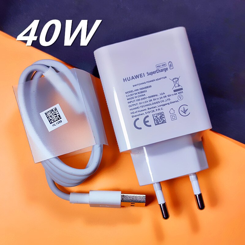 Huawei P40 Lite Lader 40W Supercharge Originele 10V4A Fast Charger Adapter Voor Huawei P40 Pro Mate 30 20 Pro nova 5T 5 Honor 20