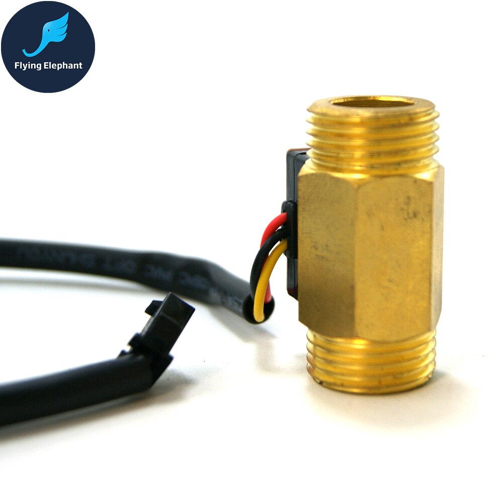 Full Copper Water Flow Sensor 1.75Mpa G1/2 Pulse Hall Flow Meter Switch 1-25L/Min