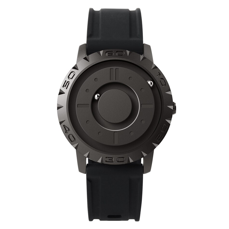 EUTOUR Innovative Black Sliver Magnet Magnetic Metal Multifunctional Watch Men's Sports Quartz Watch Cool Watch Male Reloj