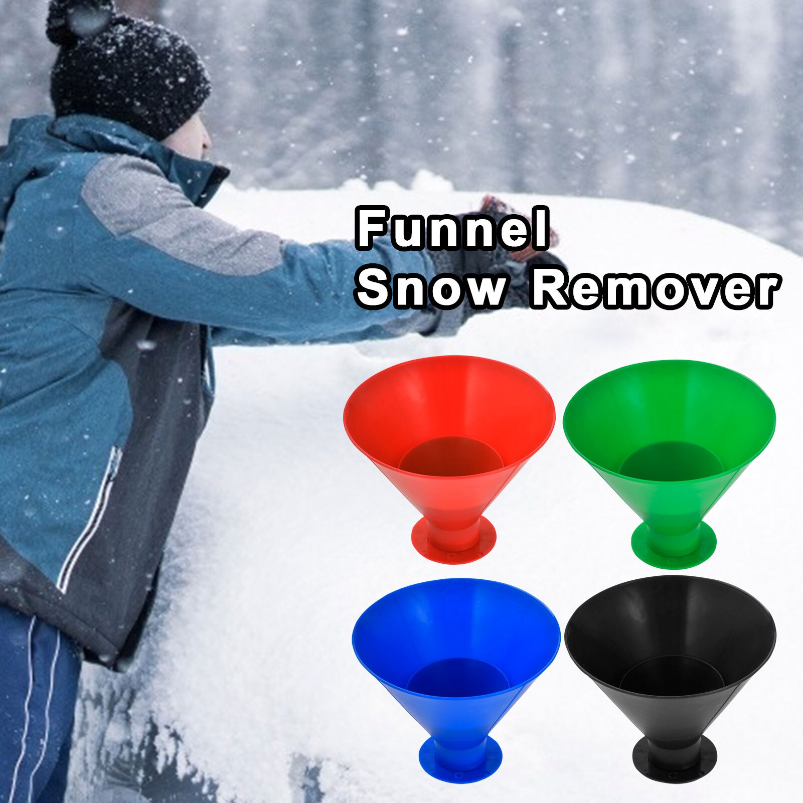 Snow Scraper Windshield Ice Scraper Funnel Snow Remover Window Deicing Tool For Auto Window Outdoor Car-stying Winter Scraper