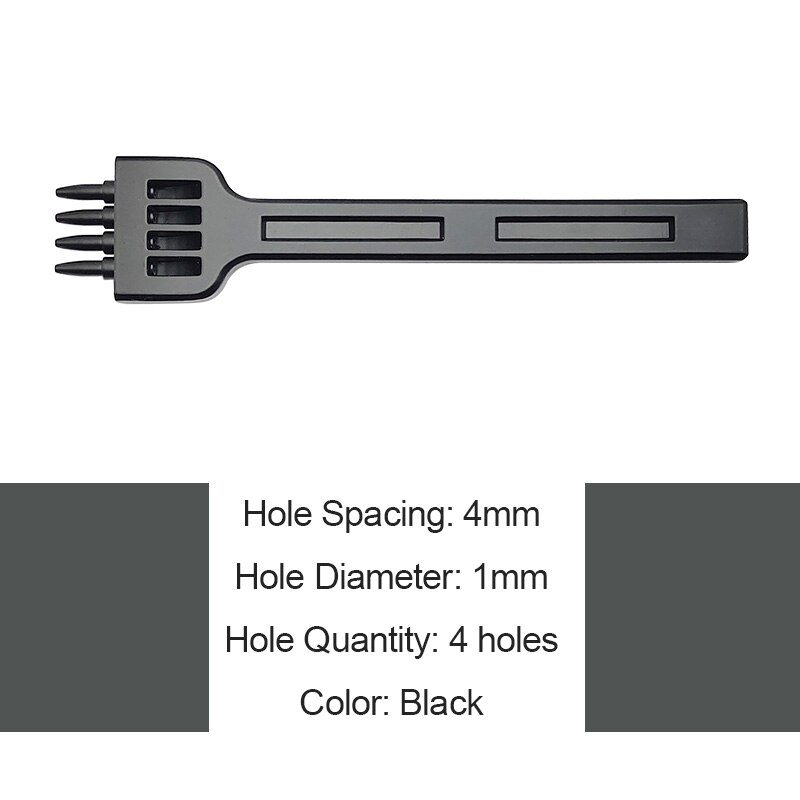 Profession Leather Hole Punch Tools Set Cutting Stitch for Wallet Belt DIY Die Chisel Kit Leathercraft, 4mm Spacing 1mm Diameter: 4mm Black 4 holes