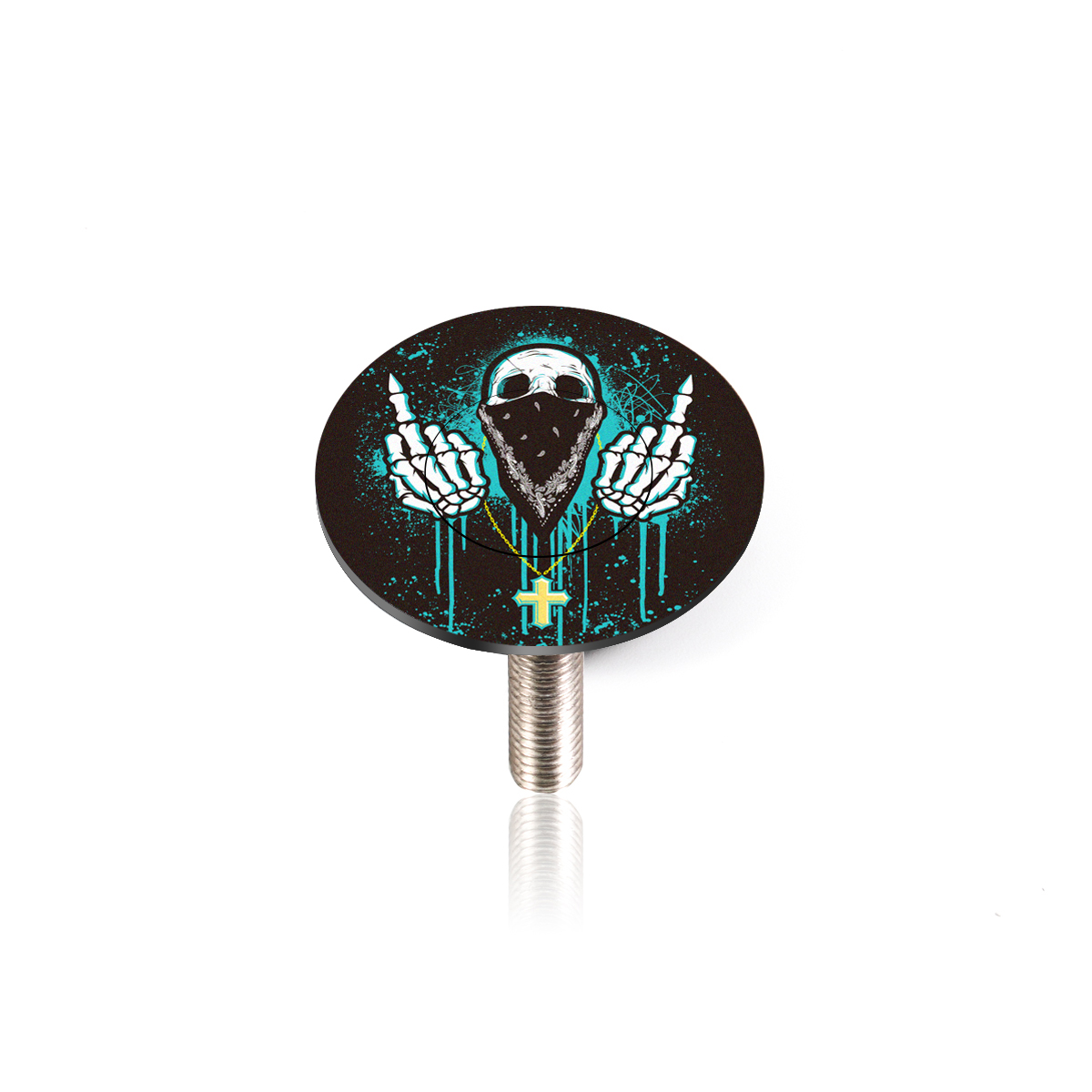 Cnc Fiets Kom Cover Racefiets Stuurpen Top Cover Universele Mtb Mountain Top Cover T-Vork Buis Oortelefoon Cover: cyan devil