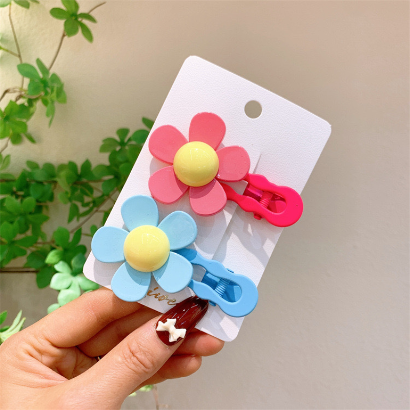 Horquilla colorida con flores coreanas para niña y niño, pinzas en forma de garra para el pelo, accesorios para , diadema de cangrejo, 2 uds.