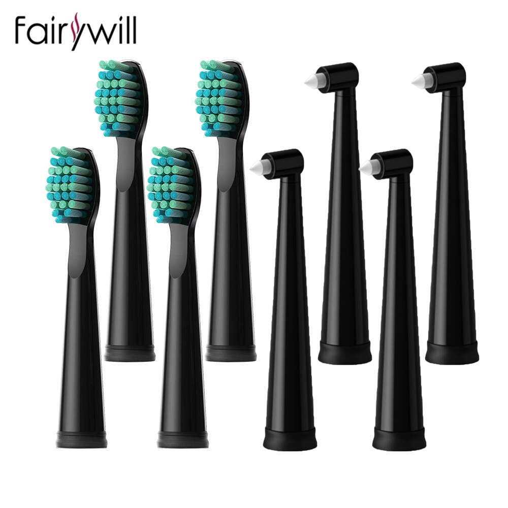 Fairywill Sonic Electric Toothbrushes Replacement Heads Toothbrush Heads Sets Interdental Brush Headsfor FW-507 FW-508 FW-917: AE-FW-02-03Black