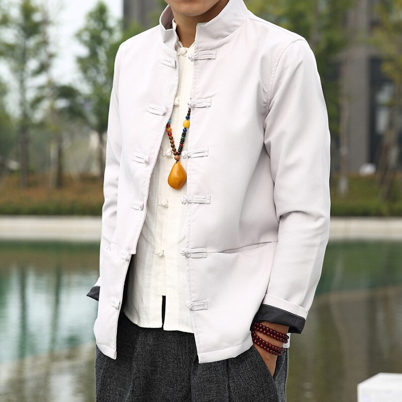 Tradisjonelle kinesiske klær til menn 2022 årgang kung fu uniform hanfu kinesiske skjorter lin topp helermet bluse streetwear