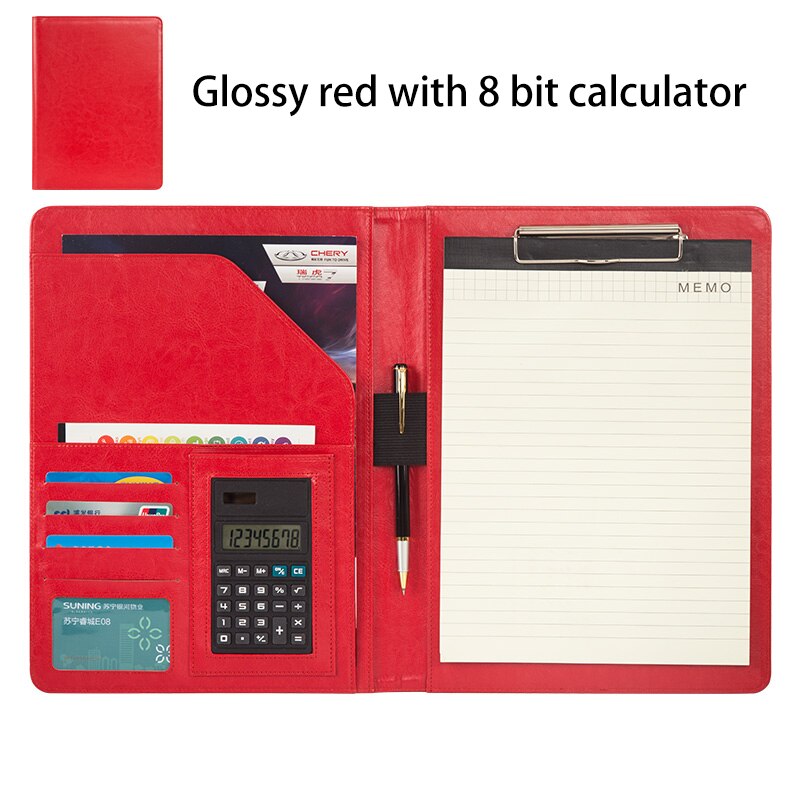 335*240mm A4 multifunktions Geschäft Büro Gewidmet Ordner Vertriebsleiter Leder Clip/vertragsunterzeichnung Carpetas Pasta Escolar: glänzend rot 8 bisschen