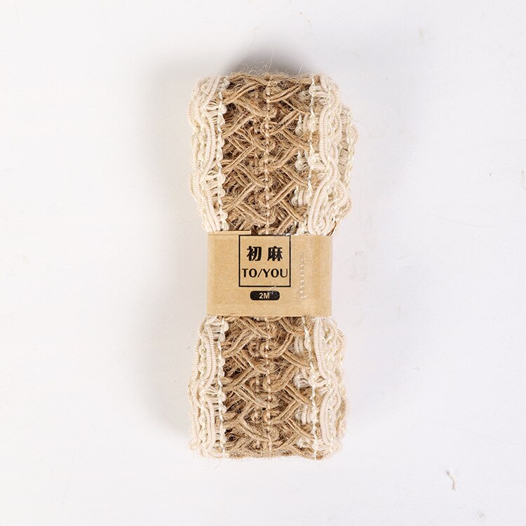 2m/ rullar naturligt festhantverk bröllopsband inslagning hampaband jute säckväv gör det själv festivaltillbehör festivaldekoration: I3-17 4 cm x 2m