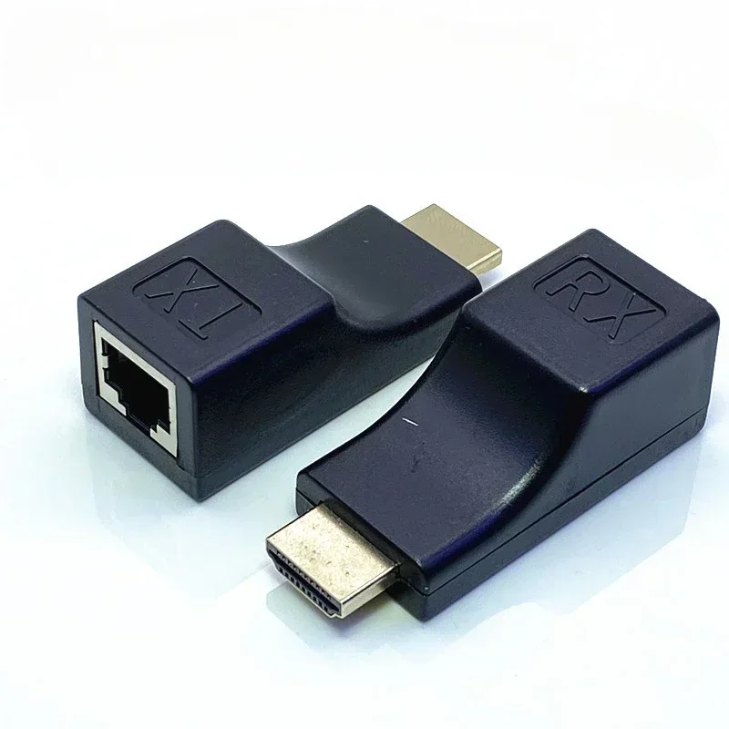 1080P HD 4K HDMI-compatible Extender RJ45 Ports Network 30M to RJ45 Over CAT5e / 6 UTP LAN Extender Cable Adapters: black