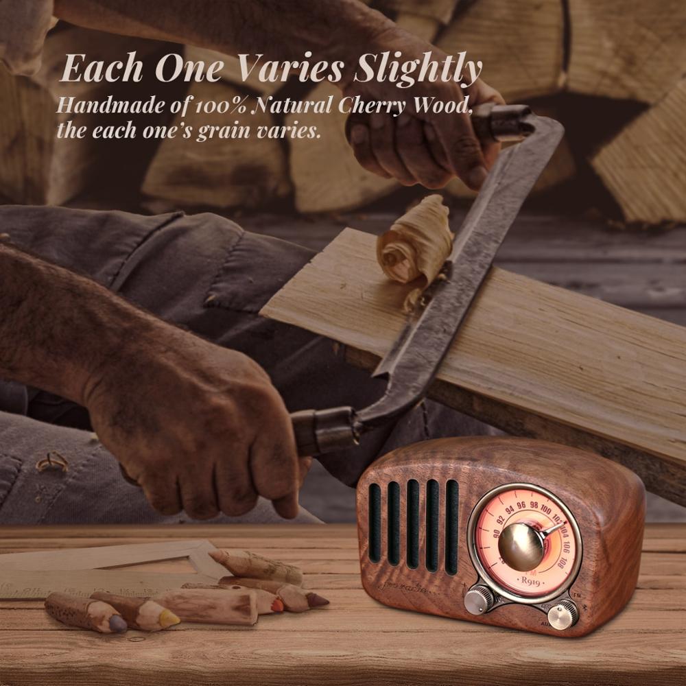 R919 Klassische retro Radio empfänger tragbare Mini Holz FM SD MP3 Radio Stereo Bluetooth Radio Lautsprecher AUX USB Aufladbare Radio