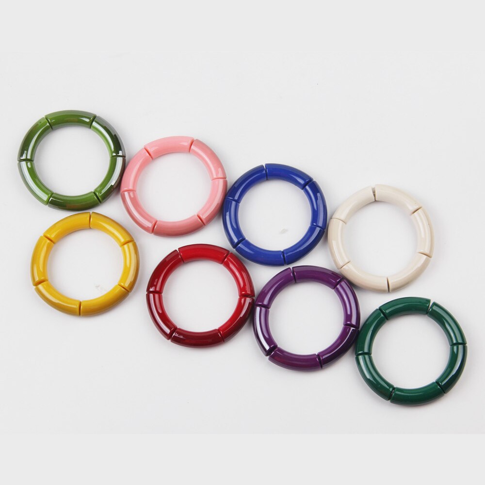 Rekbaar Acryl Armbanden Armbanden Voor Vrouwen Meisjes Eenvoudige Stijl Meerdere Kleuren Rsin Bangle Elasticcuff Armband