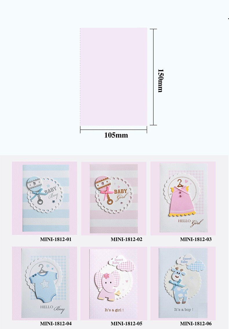 Eno Groet Baby Kaarten 3D Papier Jongetje Meisje Handgemaakte Kaarten Leuke Baby Mini Cards