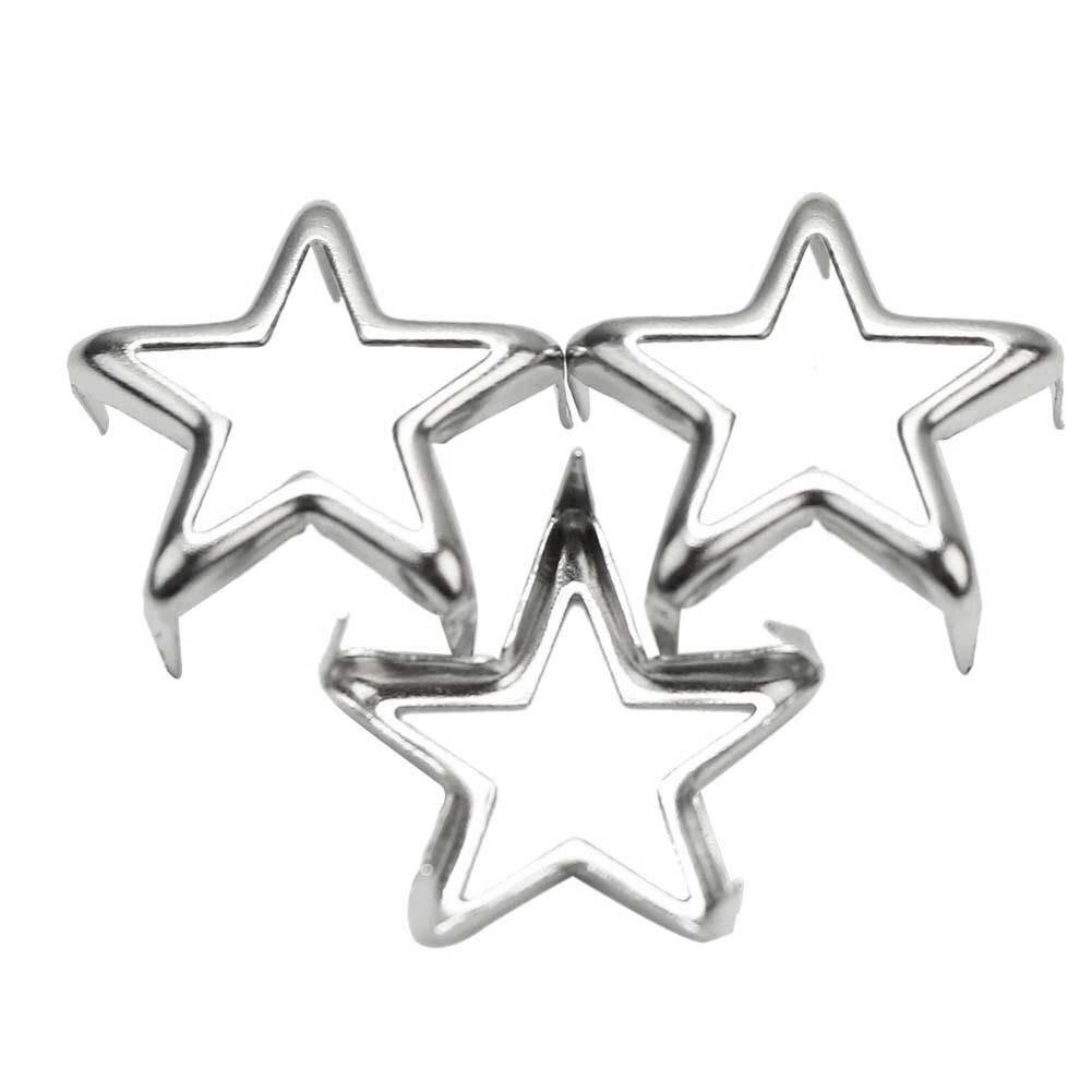 50Pcs Leathercraft Accessoires Hollow Star Vorm Metalen Studs Klinknagels Spots Spikes Voor Schoenen Kleding Decor Diy 15 Mm Zilver