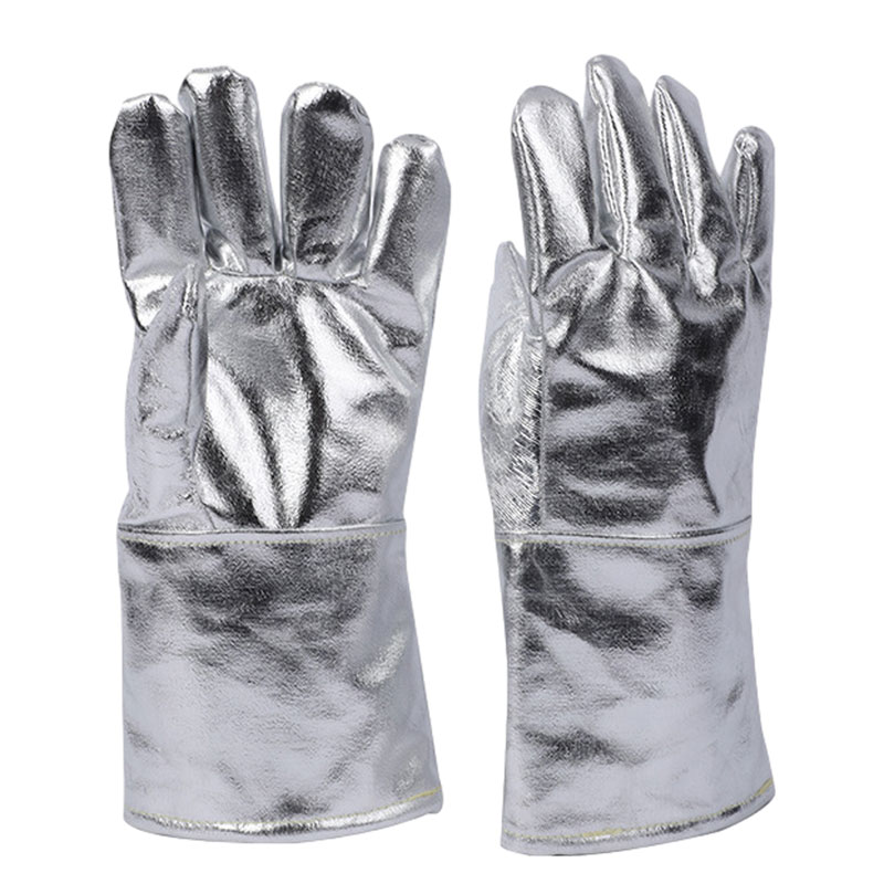 Gants extrêmement ignifuges et résistants à la chaleur, en cuir, feuille d'aluminium, Anti-brûlure, pour cheminée, four, soudage, travail à haute température: Rouge