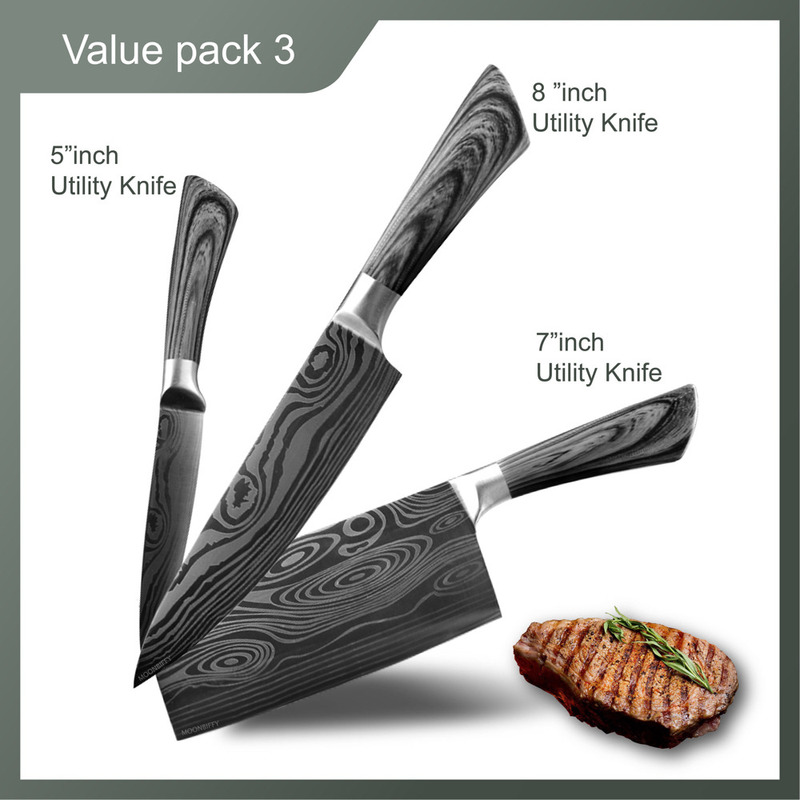 Kitchen Knife 5 7 8 inch 7Cr17 440C Stainless Steel Utility Cleaver Chef Knife Damascus Drawing Meat Santoku Cooking Tool Set