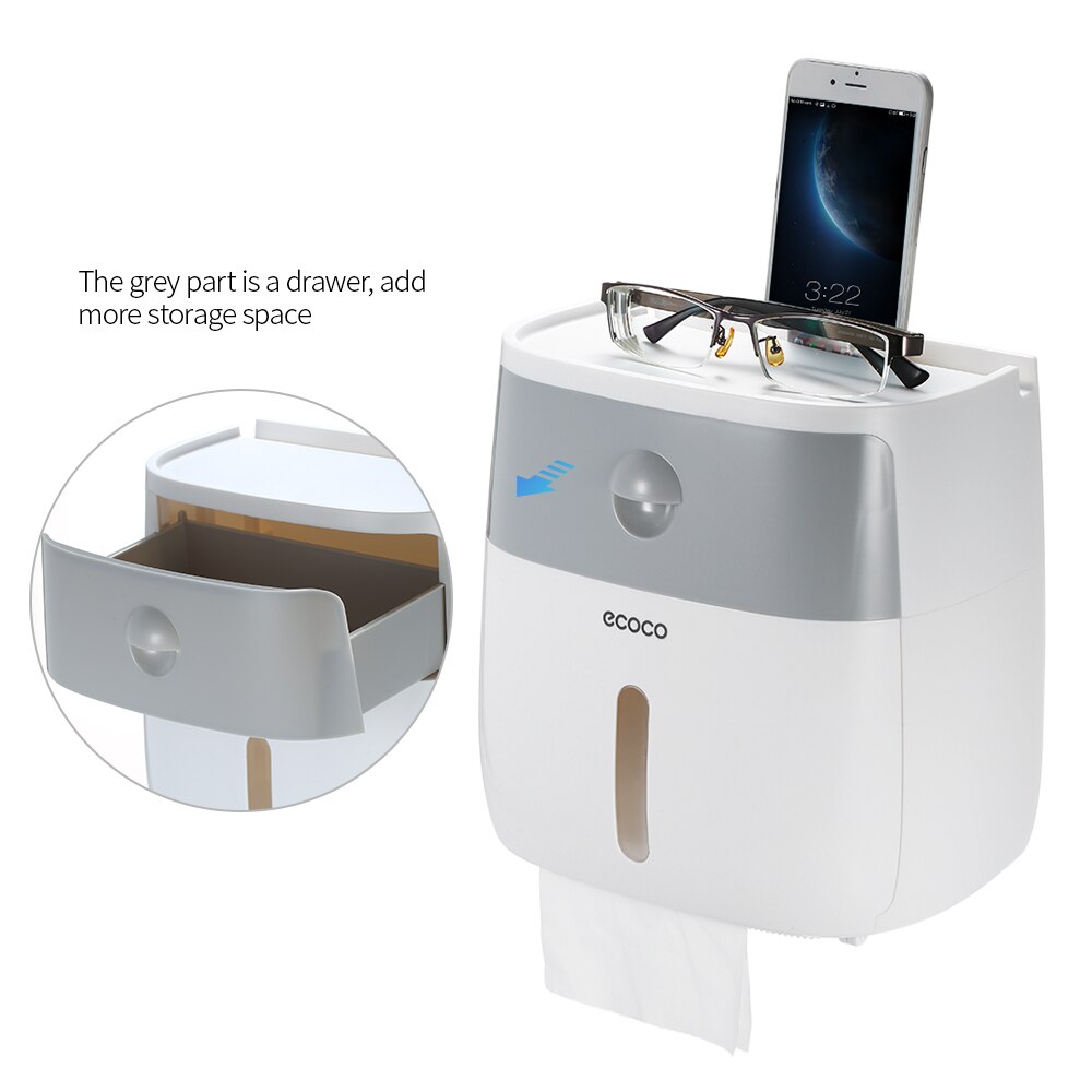 ECOCO Wall-Mounted Bathroom Tissue Dispenser Tissue Box for Multifold Paper Towels Tissue Storage Box Drawer Bathroom Product