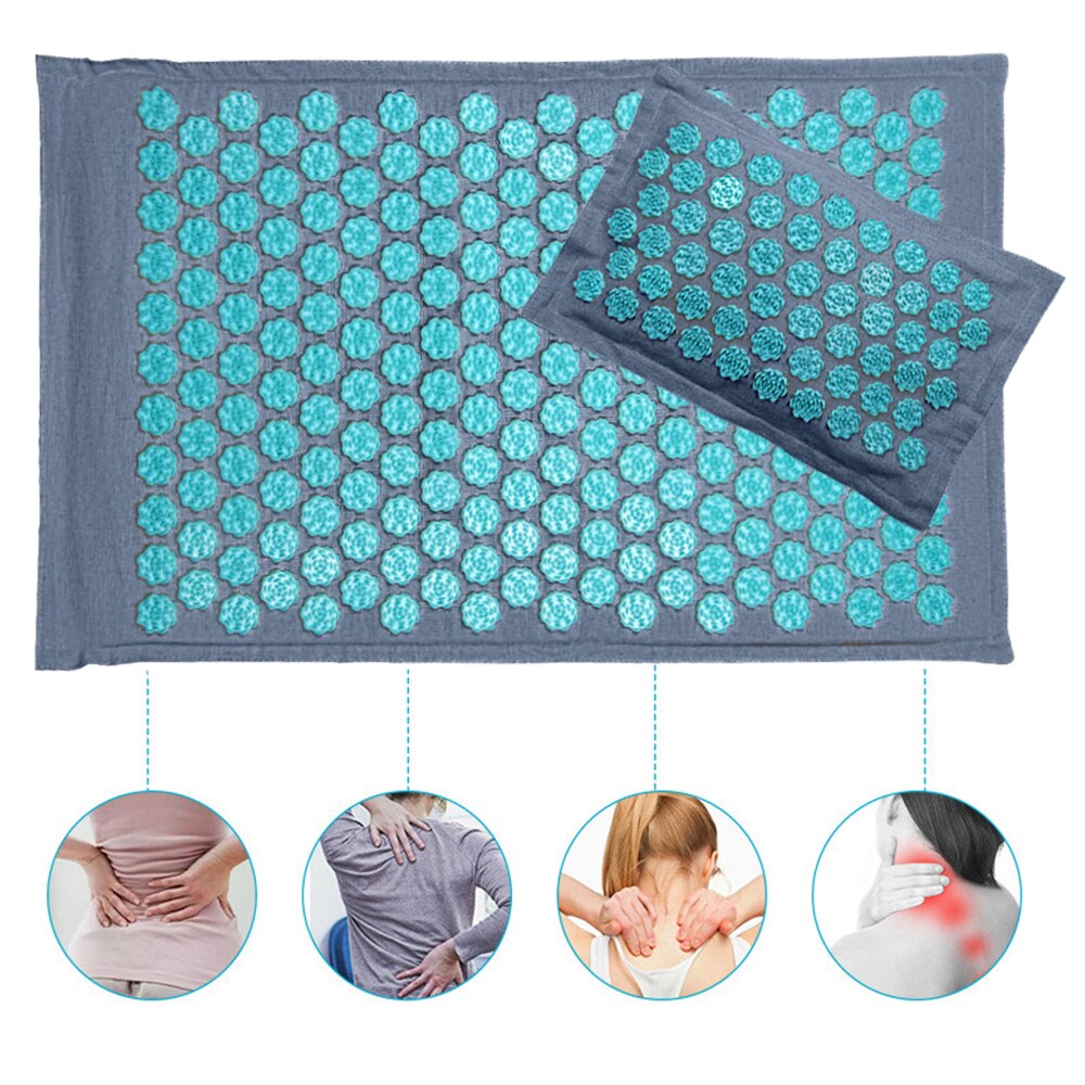 Lotus Acupressure Mat Set Back Body Massage Mat with Pillow Coconut Fiber Pain Relief Shiatsu Massage Cushion Yoga Mat Spike