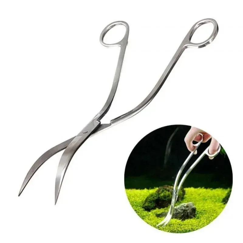 Ciseaux d'aquarium, outil de nettoyage Extra Long en acier inoxydable, outil Aquascape pour Aquarium