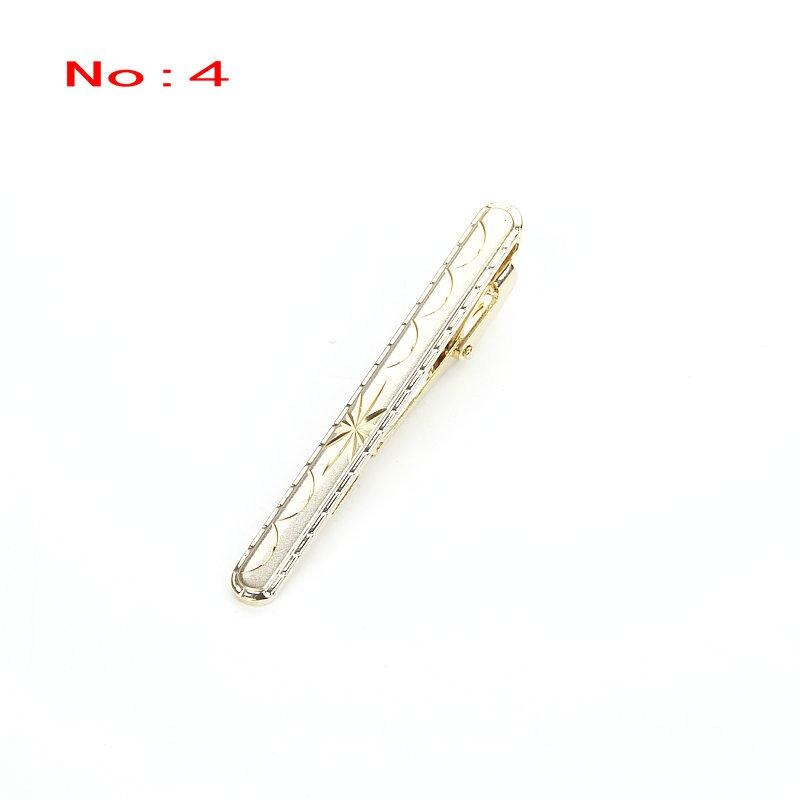 Brand Men's Tie Clip Classic Simple Style Pin Clasp Gold Color Male Business Wedding Necktie Clip Clasp Metal Men Jewelry: 4