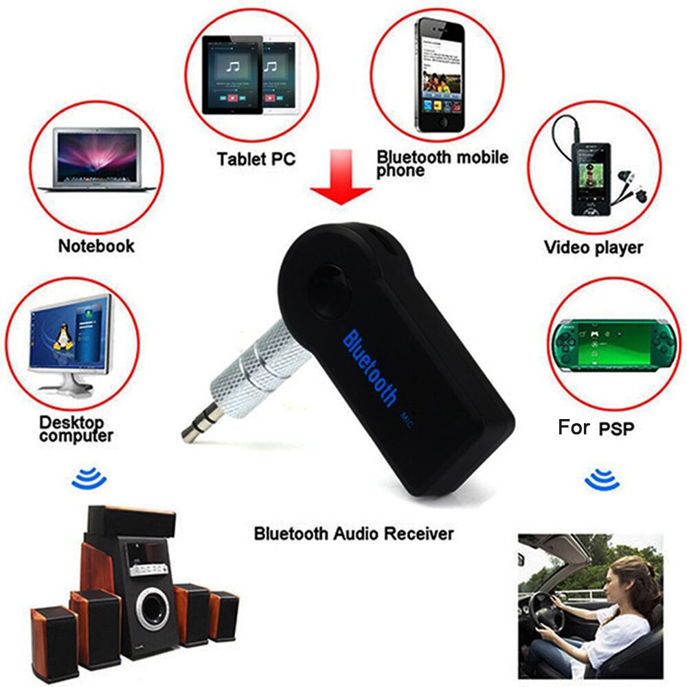 Adaptador receptor inalámbrico Compatible con Bluetooth, Conector de 3,5mm para música de coche, Audio Aux A2DP, auriculares, altavoz, receptor, manos libres