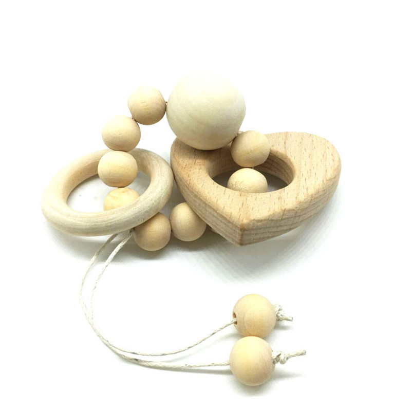 Wooden Teether Baby Bracelet Animal Shaped Jewelry Teething For Organic Wood Beads Baby Rattle Stroller Accessories Toy