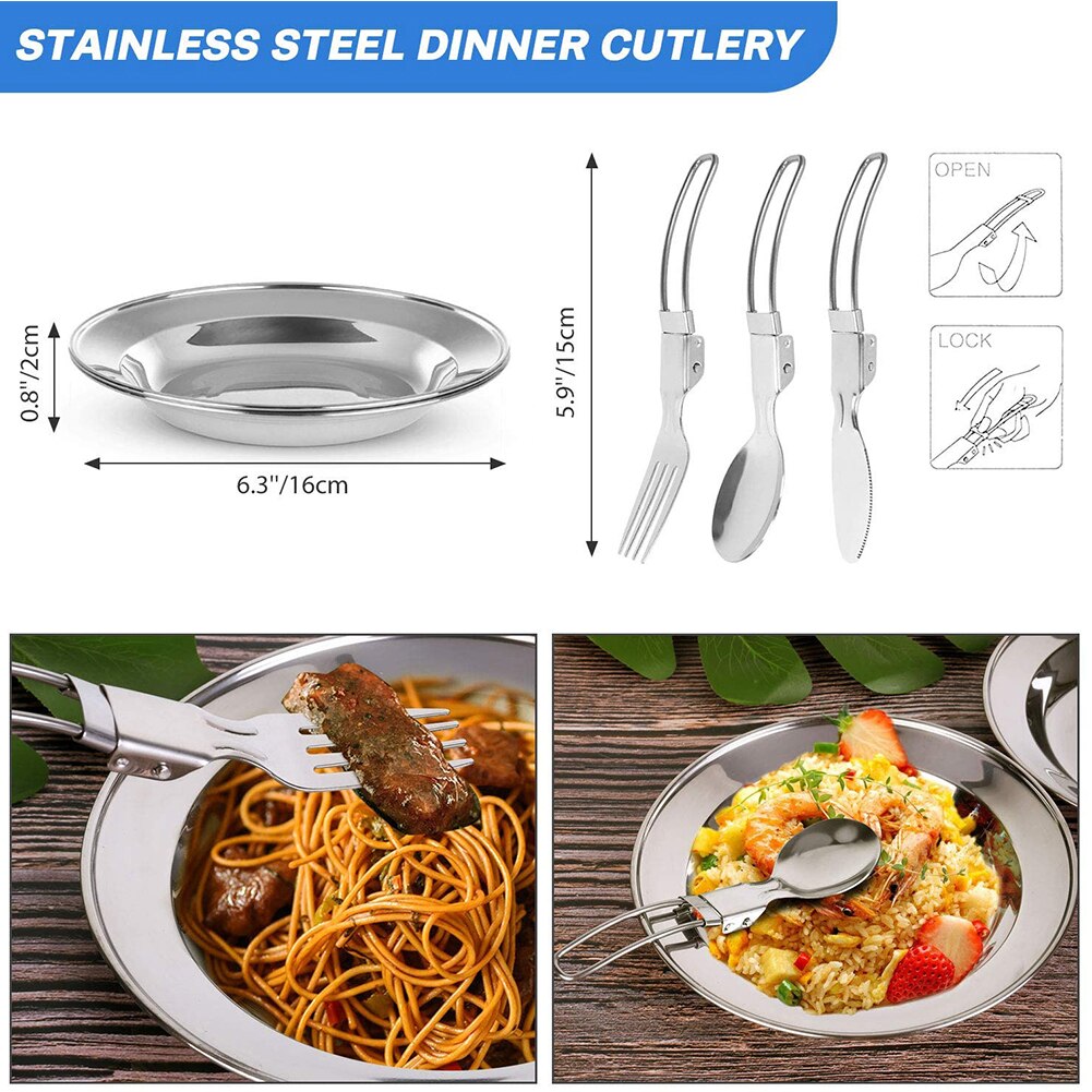 1 Set Outdoor Pots Pans Camping Barbecue Cookware Picnic Portable Lightweight Gear for Traveling Trekking Green set 20PCS