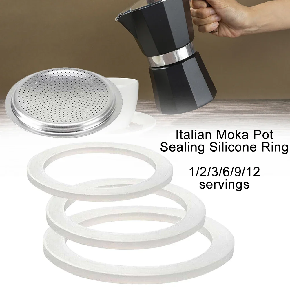 1Set Coffee Rubber Ring Italian Moka Pot Flexible Washer Gasket Ring Replacenent Parts For Cups Moka Pot Espresso Coffee Makers